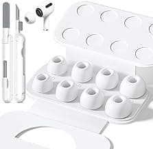 4 Pairs Replacement Ear Tips for AirPods Pro 2nd/1st Generation with Portable Storage Box & Cleaner Pen,Noise Reduction Holewith & Built-in dust Guard Screen,Silicone EarTips(White)