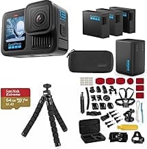 HERO13 Black Action Camera with 3 Enduro Batteries, Dual Charger, 64GB SD, 5.3K HDR Video, 27MP Photos, HyperSmooth Stabilization, Waterproof Design, 47-Piece Accessory Kit, 1-Year Warranty