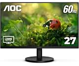 AOC U27B3A 4K 27" IPS 3840x2160 UHD Frameless Monitor, Display Port x1, HDMI x2, Built in Speaker, Eye Care, Flicker Free, 1 Billion+ Colors, sRGB 128.7%, VESA