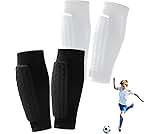 2 Pairs Soccer Shin Guards for Kids Youth Adult,Shin Guards Soccer Calf Compression Sleeve with Honeycomb Pads,Lightweight Shin Protector Support for Baseball MTB Football–Boys Girls Protective Gear