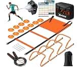 X-UMEUS Agility Ladder Speed Training Equipment Set-20ft Agility Ladder,12 Soccer Cones,4 Hurdles, Jump Rope, Running Parachute| Basketball Football Soccer Training Equipment for Kids Youth Adults