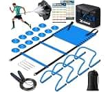 X-UMEUS Agility Ladder Speed Training Equipment Set-20ft Agility Ladder,12 Soccer Cones,4 Hurdles, Jump Rope, Running Parachute| Basketball Football Soccer Training Equipment for Kids Youth Adults