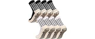 MIHAIR Men's Grip Soccer Socks Anti Slip Athletic Socks Non Slip Football Basketball Socks with Grip Pads2/4/6